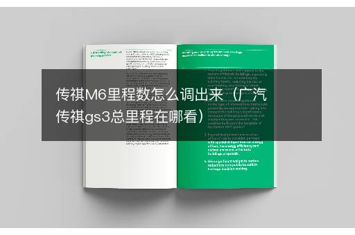 传祺M6里程数怎么调出来（广汽传祺gs3总里程在哪看）